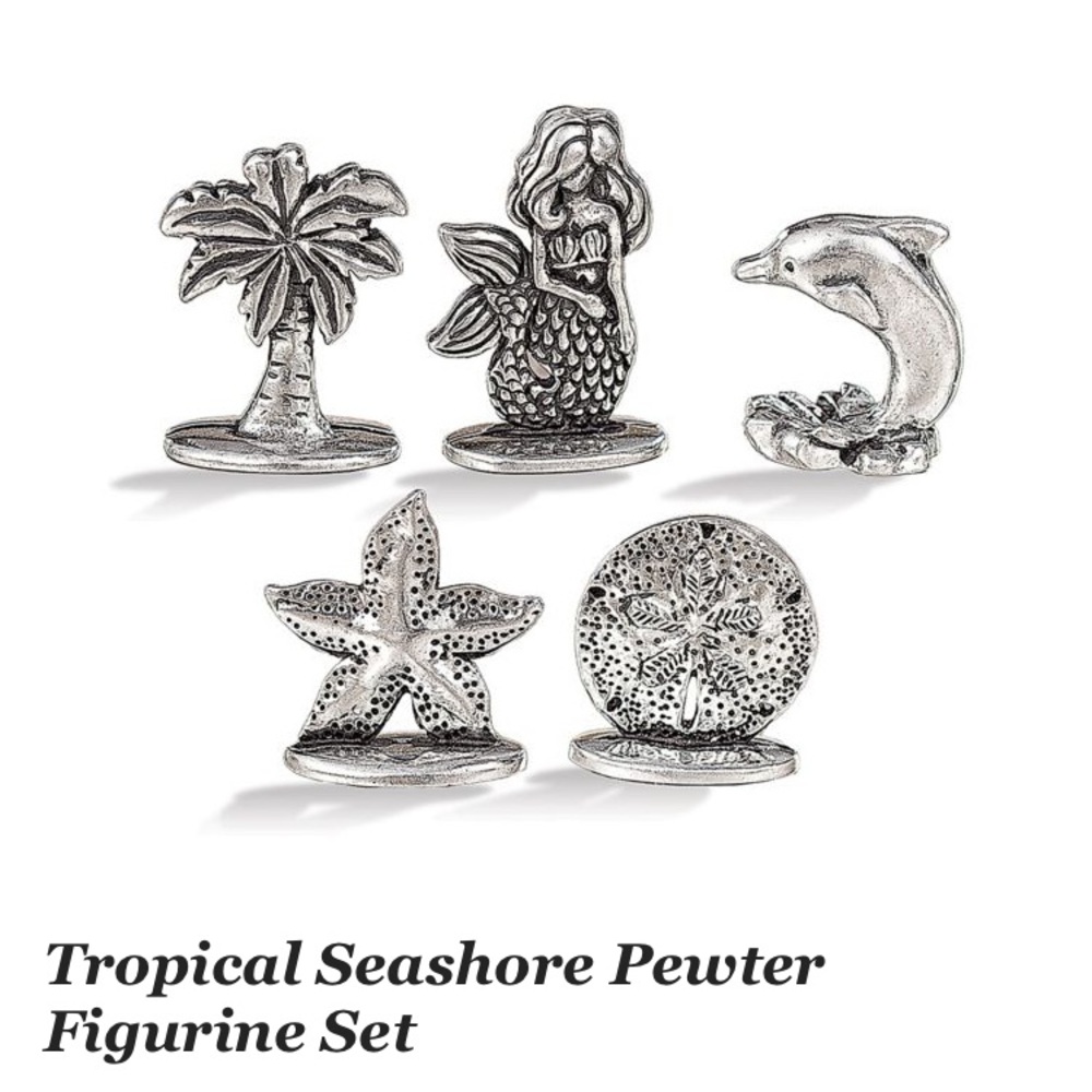 New Uno Alla Volta Tropical Seashore 5 Piece Pewter Figurine Set